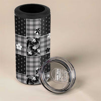 Black Palaka Japanese Patterns 4 in 1 Can Cooler Tumbler Koi Fish Asanoha Sakura Patchwork Stylized LT14 - Polynesian Pride
