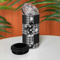 Black Palaka Japanese Patterns 4 in 1 Can Cooler Tumbler Koi Fish Asanoha Sakura Patchwork Stylized LT14 - Polynesian Pride