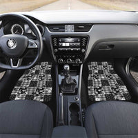Black Palaka Japanese Patterns Car Mats Koi Fish Asanoha Sakura Patchwork Stylized LT14 Set 2pcs - Front Black - Polynesian Pride