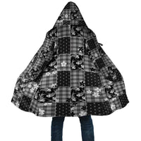 Black Palaka Japanese Patterns Cloak Koi Fish Asanoha Sakura Patchwork Stylized LT14 Unisex Black - Polynesian Pride