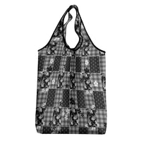 Black Palaka Japanese Patterns Grocery Bag Koi Fish Asanoha Sakura Patchwork Stylized LT14 - Polynesian Pride