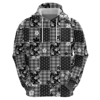 Black Palaka Japanese Patterns Hoodie Koi Fish Asanoha Sakura Patchwork Stylized LT14 - Polynesian Pride