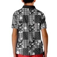 Black Palaka Japanese Patterns Kid Polo Shirt Koi Fish Asanoha Sakura Patchwork Stylized LT14 - Polynesian Pride