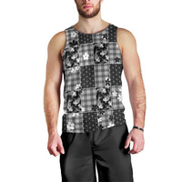 Black Palaka Japanese Patterns Men Tank Top Koi Fish Asanoha Sakura Patchwork Stylized LT14 - Polynesian Pride