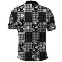 Black Palaka Japanese Patterns Polo Shirt Koi Fish Asanoha Sakura Patchwork Stylized LT14 - Polynesian Pride
