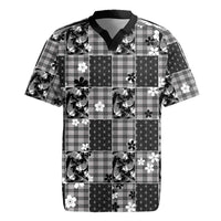 Black Palaka Japanese Patterns Rugby Jersey Koi Fish Asanoha Sakura Patchwork Stylized LT14 Black - Polynesian Pride