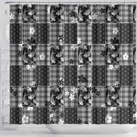 Black Palaka Japanese Patterns Shower Curtain Koi Fish Asanoha Sakura Patchwork Stylized LT14 - Polynesian Pride