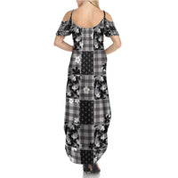 Black Palaka Japanese Patterns Summer Maxi Dress Koi Fish Asanoha Sakura Patchwork Stylized LT14 - Polynesian Pride