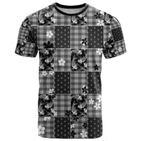 Black Palaka Japanese Patterns T Shirt Koi Fish Asanoha Sakura Patchwork Stylized LT14 Black - Polynesian Pride
