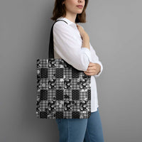 Black Palaka Japanese Patterns Tote Bag Koi Fish Asanoha Sakura Patchwork Stylized LT14 - Polynesian Pride