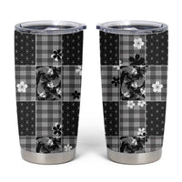 Black Palaka Japanese Patterns Tumbler Cup Koi Fish Asanoha Sakura Patchwork Stylized LT14 Black - Polynesian Pride