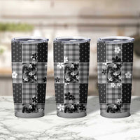 Black Palaka Japanese Patterns Tumbler Cup Koi Fish Asanoha Sakura Patchwork Stylized LT14 - Polynesian Pride