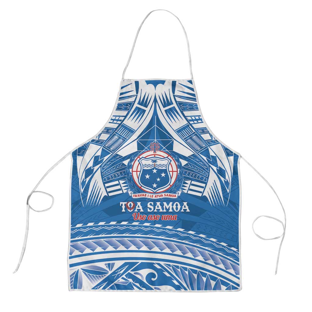 Toa Samoa Rugby Custom Apron Uso aso uma Samoan Pattern Blue LT14 Blue - Polynesian Pride