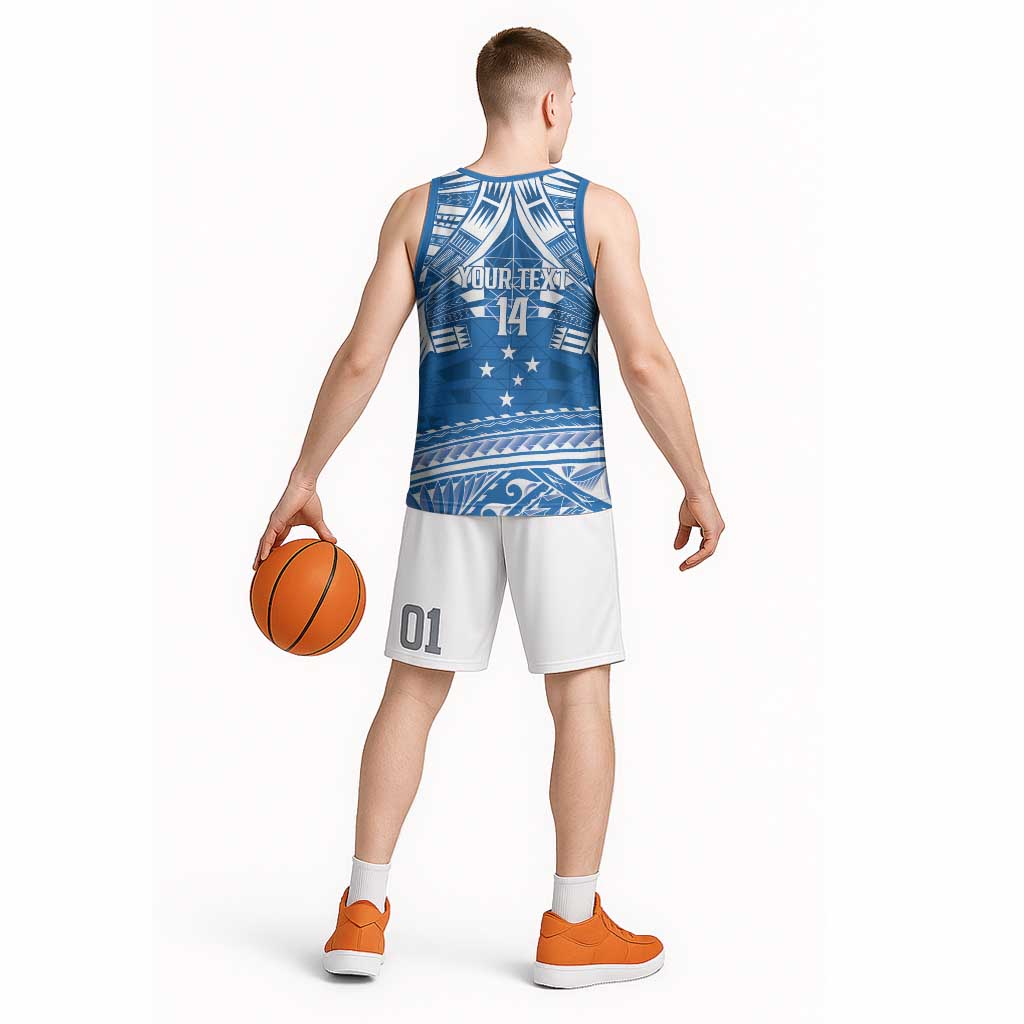 Toa Samoa Rugby Custom Basketball Jersey Uso aso uma Samoan Pattern Blue LT14 - Polynesian Pride
