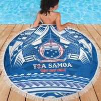 Toa Samoa Rugby Custom Beach Blanket Uso aso uma Samoan Pattern Blue LT14 - Polynesian Pride