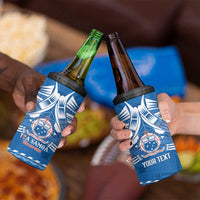 Toa Samoa Rugby Custom 4 in 1 Can Cooler Tumbler Uso aso uma Samoan Pattern Blue LT14 - Polynesian Pride