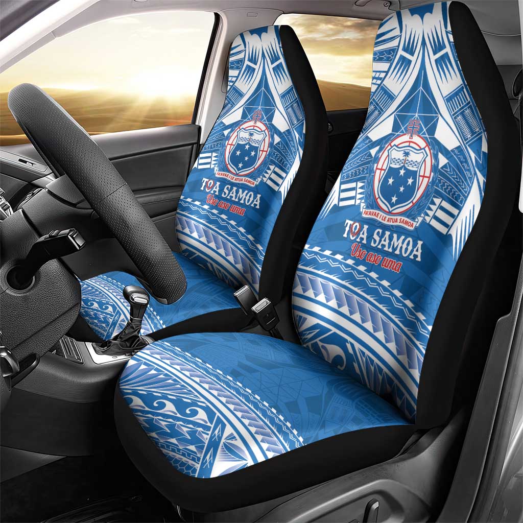 Toa Samoa Rugby Custom Car Seat Cover Uso aso uma Samoan Pattern Blue LT14 - Polynesian Pride