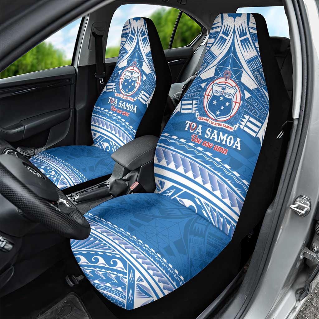 Toa Samoa Rugby Custom Car Seat Cover Uso aso uma Samoan Pattern Blue LT14 - Polynesian Pride