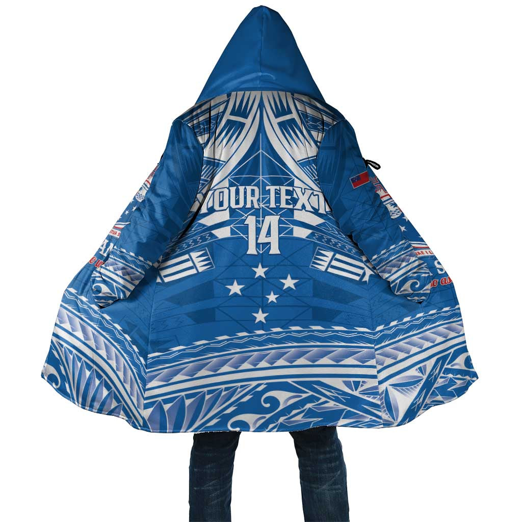 Toa Samoa Rugby Custom Cloak Uso aso uma Samoan Pattern Blue LT14 Unisex Blue - Polynesian Pride