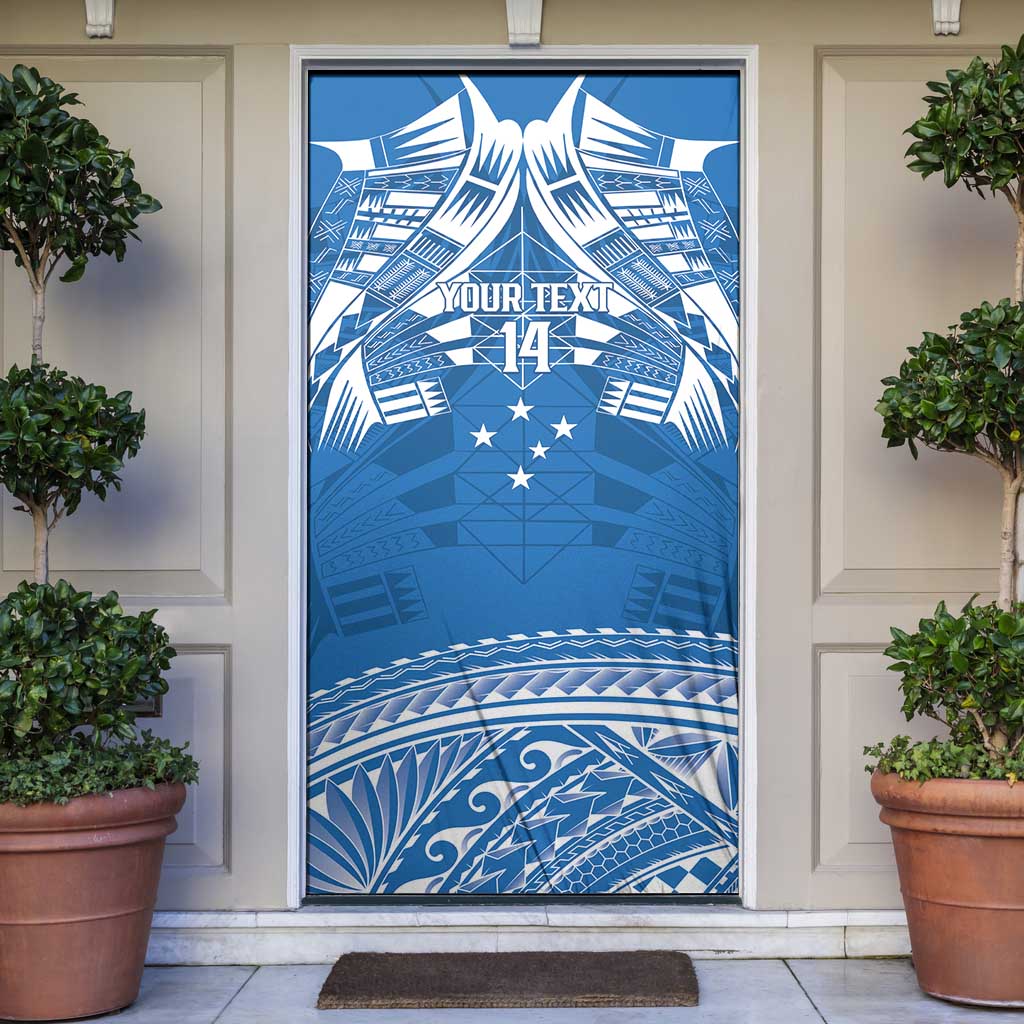 Toa Samoa Rugby Custom Door Cover Uso aso uma Samoan Pattern Blue LT14 Blue - Polynesian Pride