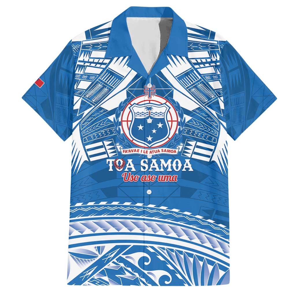 Toa Samoa Rugby Custom Hawaiian Shirt Uso aso uma Samoan Pattern Blue LT14 Blue - Polynesian Pride