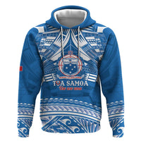 Toa Samoa Rugby Custom Hoodie Uso aso uma Samoan Pattern Blue LT14 Pullover Hoodie Blue - Polynesian Pride