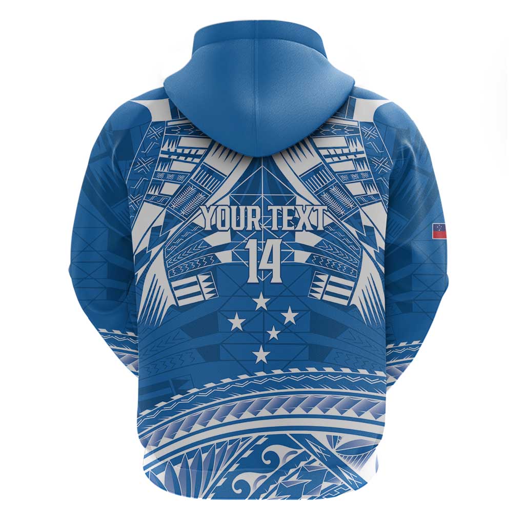 Toa Samoa Rugby Custom Hoodie Uso aso uma Samoan Pattern Blue LT14 - Polynesian Pride