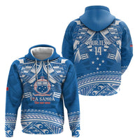 Toa Samoa Rugby Custom Hoodie Uso aso uma Samoan Pattern Blue LT14 - Polynesian Pride
