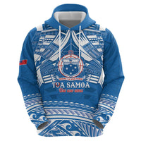 Toa Samoa Rugby Custom Hoodie Uso aso uma Samoan Pattern Blue LT14 - Polynesian Pride