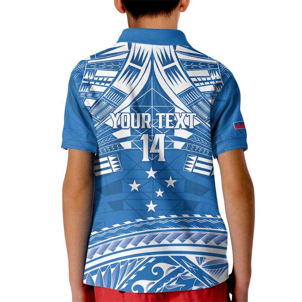 Toa Samoa Rugby Custom Kid Polo Shirt Uso aso uma Samoan Pattern Blue LT14 - Polynesian Pride