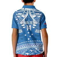 Toa Samoa Rugby Custom Kid Polo Shirt Uso aso uma Samoan Pattern Blue LT14 - Polynesian Pride