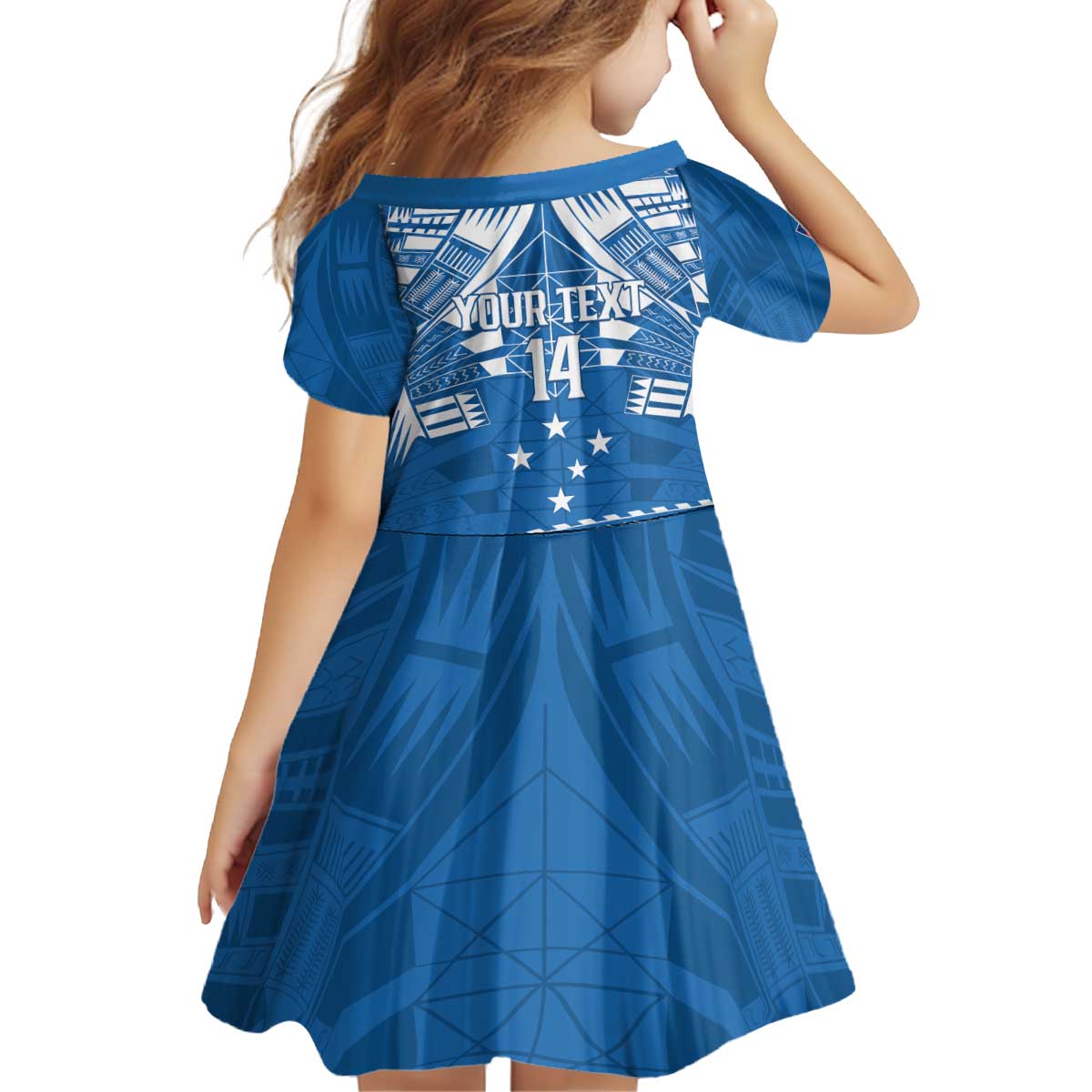 Toa Samoa Rugby Custom Kid Short Sleeve Dress Uso aso uma Samoan Pattern Blue LT14 - Polynesian Pride