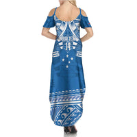 Toa Samoa Rugby Custom Summer Maxi Dress Uso aso uma Samoan Pattern Blue LT14 - Polynesian Pride