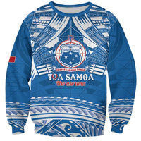 Toa Samoa Rugby Custom Sweatshirt Uso aso uma Samoan Pattern Blue LT14 Unisex Blue - Polynesian Pride