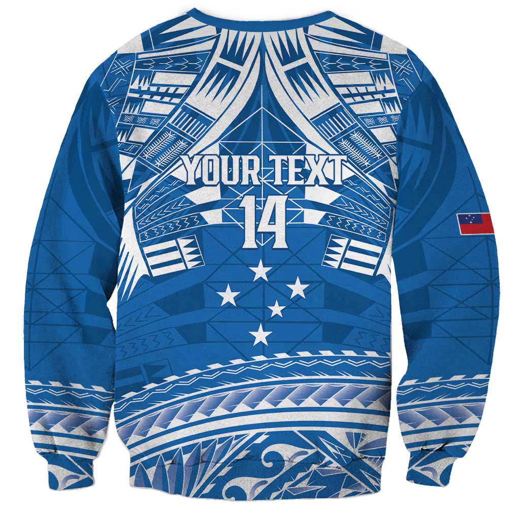 Toa Samoa Rugby Custom Sweatshirt Uso aso uma Samoan Pattern Blue LT14 - Polynesian Pride