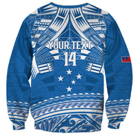Toa Samoa Rugby Custom Sweatshirt Uso aso uma Samoan Pattern Blue LT14 - Polynesian Pride