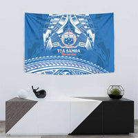 Toa Samoa Rugby Custom Tapestry Uso aso uma Samoan Pattern Blue LT14 - Polynesian Pride