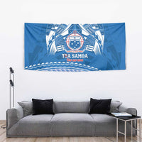 Toa Samoa Rugby Custom Tapestry Uso aso uma Samoan Pattern Blue LT14 - Polynesian Pride