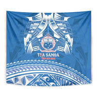 Toa Samoa Rugby Custom Tapestry Uso aso uma Samoan Pattern Blue LT14 - Polynesian Pride