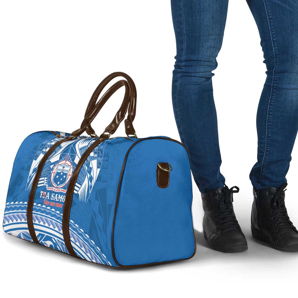 Toa Samoa Rugby Custom Travel Bag Uso aso uma Samoan Pattern Blue LT14 - Polynesian Pride