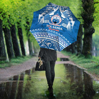 Toa Samoa Rugby Custom Umbrella Uso aso uma Samoan Pattern Blue LT14 - Polynesian Pride