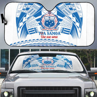 Toa Samoa Rugby Custom Auto Sun Shade Uso aso uma Samoan Pattern White LT14 White - Polynesian Pride