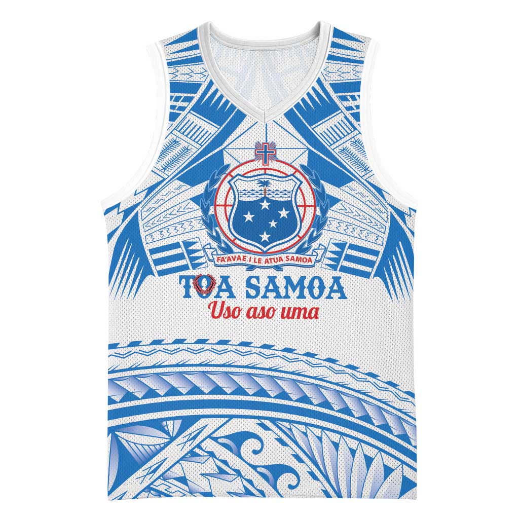 Toa Samoa Rugby Custom Basketball Jersey Uso aso uma Samoan Pattern White LT14 Unisex White - Polynesian Pride