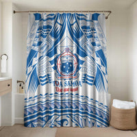 Toa Samoa Rugby Custom Bathroom Set Uso aso uma Samoan Pattern White LT14 Shower Curtain Only White - Polynesian Pride