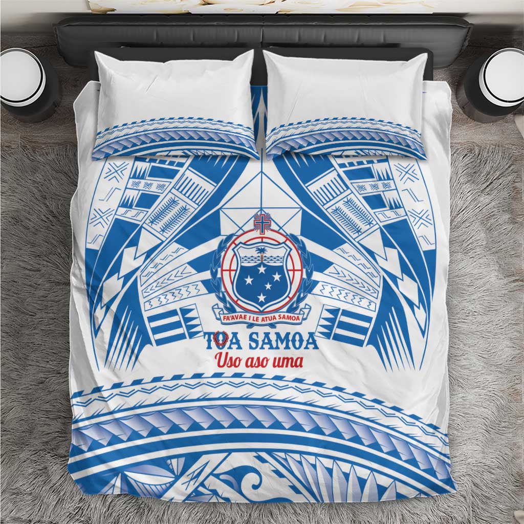 Toa Samoa Rugby Custom Bedding Set Uso aso uma Samoan Pattern White LT14 White - Polynesian Pride