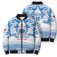 Toa Samoa Rugby Custom Bomber Puffer Jacket Uso aso uma Samoan Pattern White LT14 - Polynesian Pride