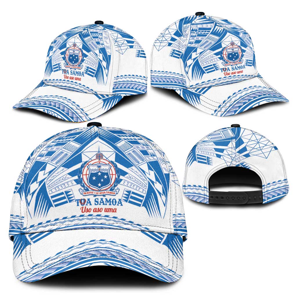 Toa Samoa Rugby Classic Cap Uso aso uma Samoan Pattern White LT14 - Polynesian Pride