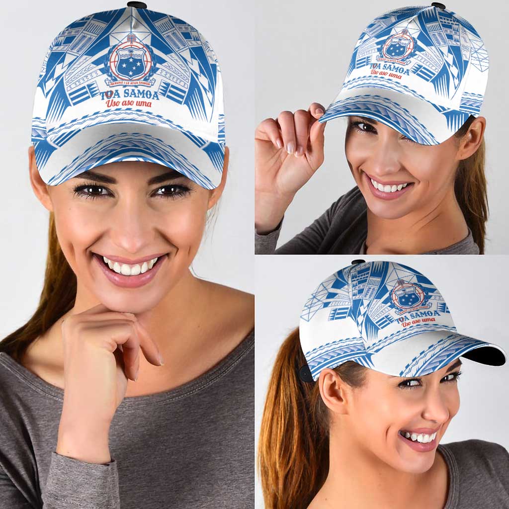 Toa Samoa Rugby Classic Cap Uso aso uma Samoan Pattern White LT14 - Polynesian Pride