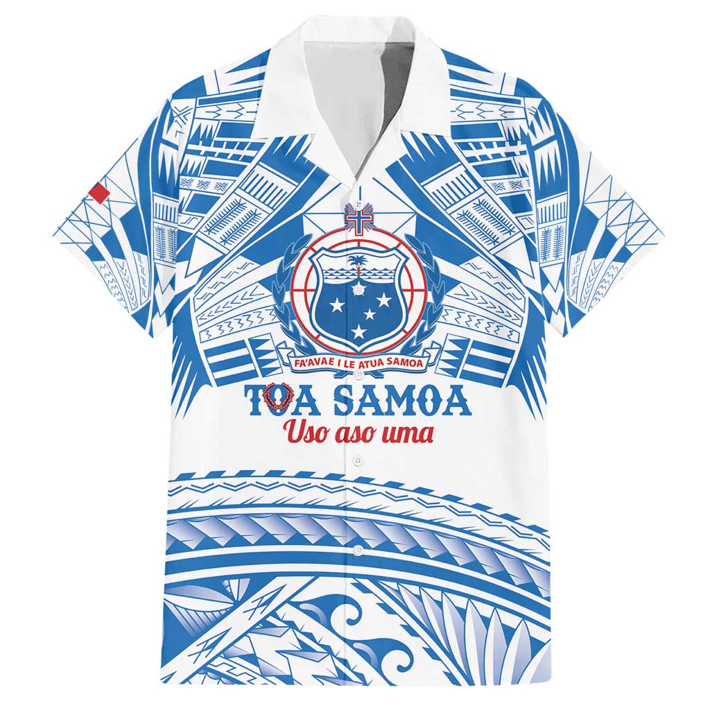 Toa Samoa Rugby Custom Hawaiian Shirt Uso aso uma Samoan Pattern White LT14 White - Polynesian Pride