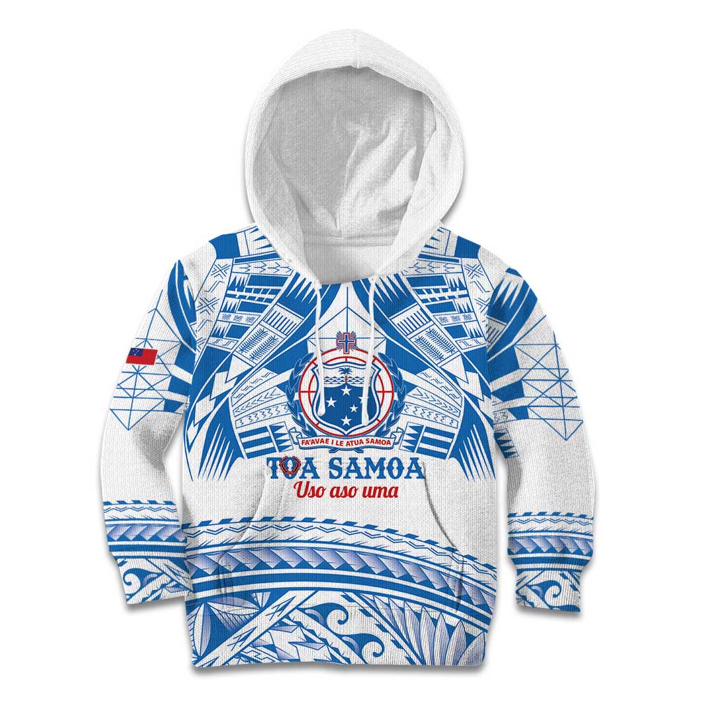 Toa Samoa Rugby Custom Kid Hoodie Uso aso uma Samoan Pattern White LT14 Hoodie White - Polynesian Pride
